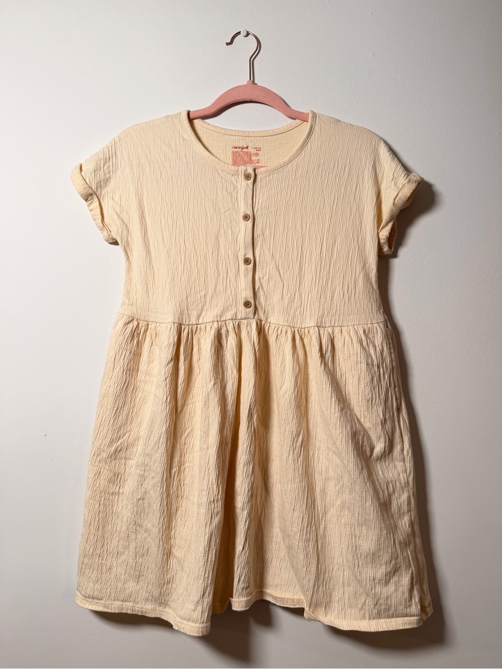 🧡| Cat & Jack Light Yellow Short-Sleeve Button-Front Dress
